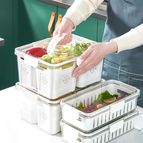 Vasukie Divided Fridge Storage Boxes With 4 Serving Veggie Tray with Lid and Handle, Fridge Organizer with Removable 4 Compartment, Fridge Storage Containers (4 Large Compartment-1PC) - Image 5