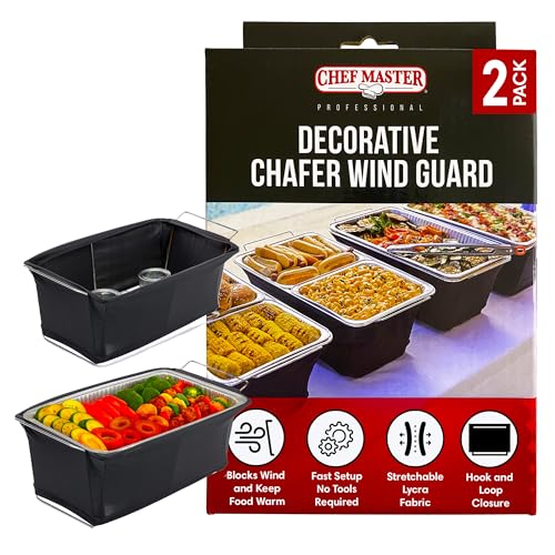 Chef-Master 2-Pack Chafer Wind Guard Cover for Chafing Dish - Flame Retardant Fabric Screen for Food Warmers - Chafing Dish Wind Guard - Breeze Protection & Heat Retention for Catering, Parties, Buffets - 90081 - Image 1