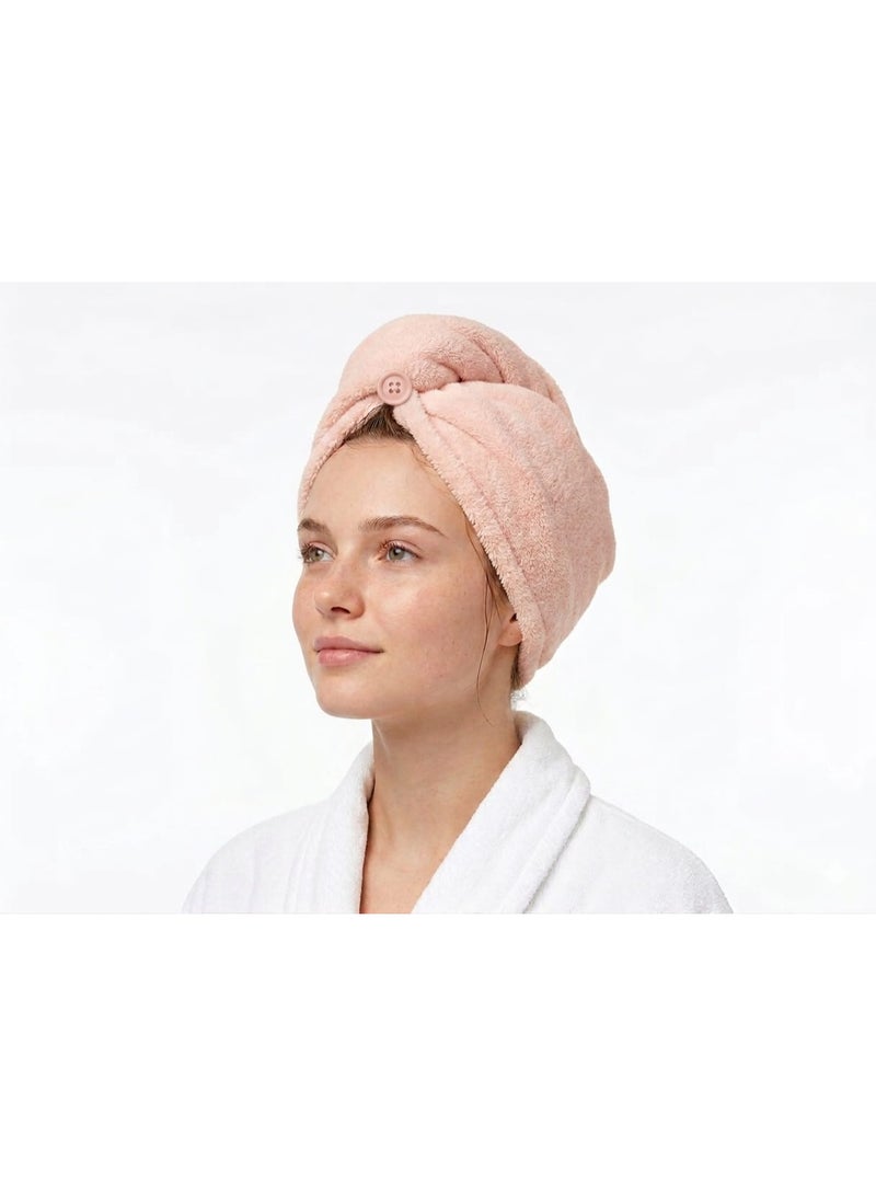 Generic Hair Drying Towel Wrap for Women – Microfiber Quick-Dry Hair Turban with Button – Ultra Absorbent Shower Hair Cap for Curly, Straight, or Long Hair (Multicolor) - Image 1