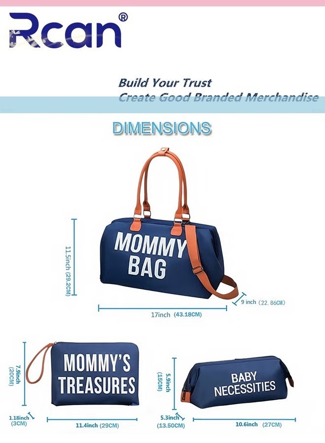Rcan Diaper Bag Tote with 2 Organizer Pouches Mommy Bag for Hospital Baby Hospital Bag Large Capacity Waterproof Baby Bag for Labor and Delivery with Pouches and Straps Large Capacity Baby Diaper Tote Bag for Mom Travel - Image 5