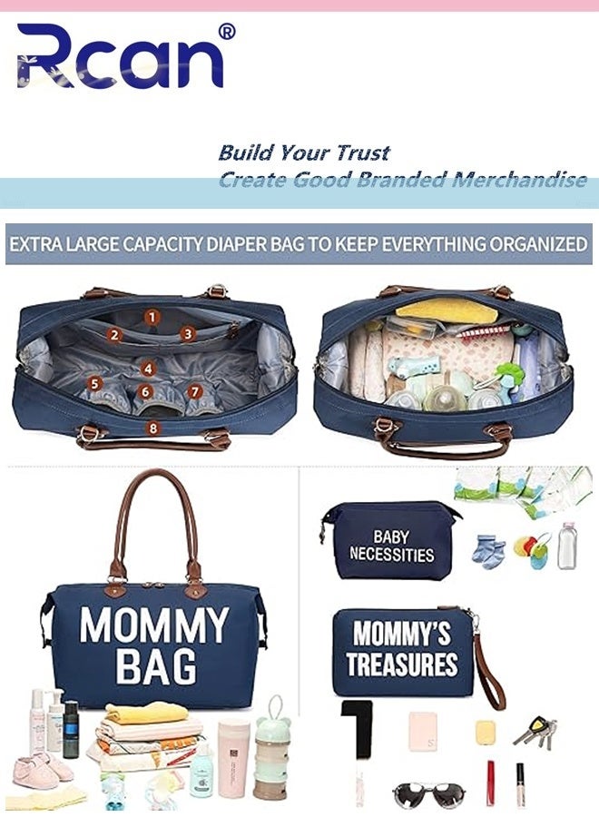 Rcan Diaper Bag Tote with 2 Organizer Pouches Mommy Bag for Hospital Baby Hospital Bag Large Capacity Waterproof Baby Bag for Labor and Delivery with Pouches and Straps Large Capacity Baby Diaper Tote Bag for Mom Travel - Image 2
