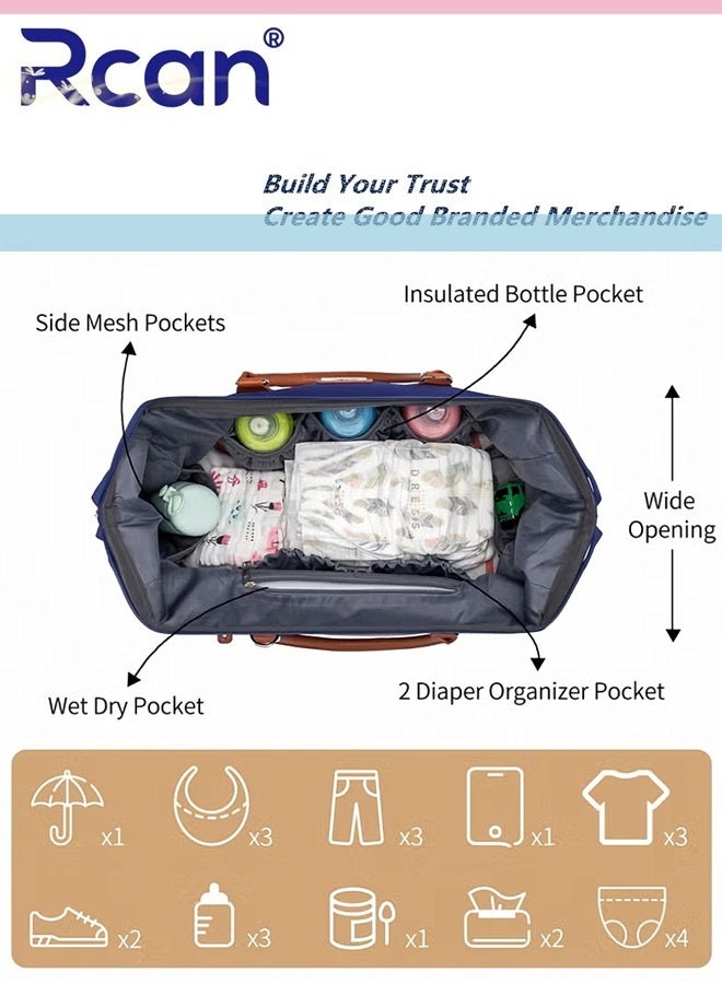 Rcan Diaper Bag Tote with 2 Organizer Pouches Mommy Bag for Hospital Baby Hospital Bag Large Capacity Waterproof Baby Bag for Labor and Delivery with Pouches and Straps Large Capacity Baby Diaper Tote Bag for Mom Travel - Image 3