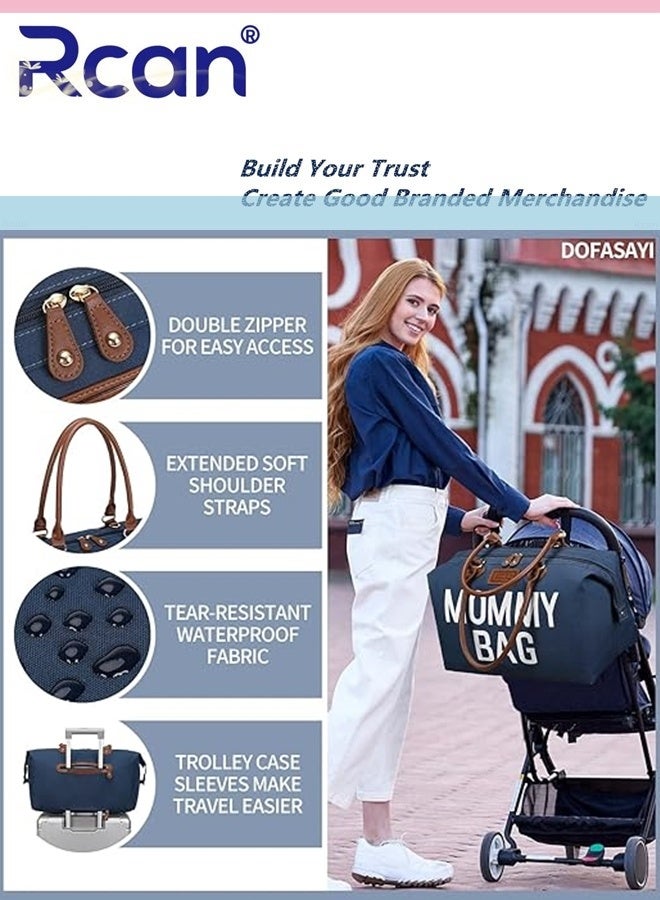 Rcan Diaper Bag Tote with 2 Organizer Pouches Mommy Bag for Hospital Baby Hospital Bag Large Capacity Waterproof Baby Bag for Labor and Delivery with Pouches and Straps Large Capacity Baby Diaper Tote Bag for Mom Travel - Image 4