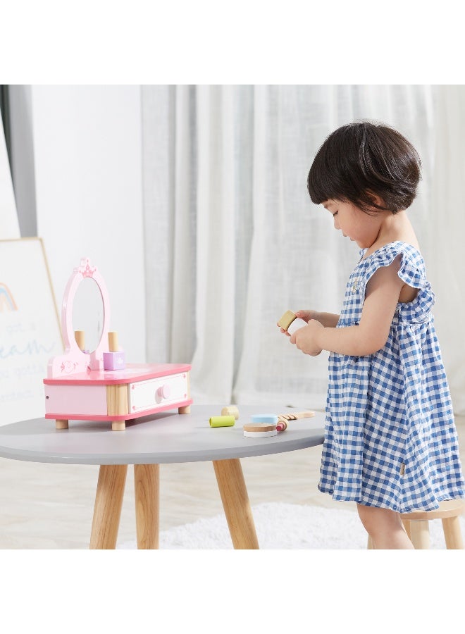 Viga Wooden Dressing Table with Mirror and Accessories – Pretend Play Make-Up Vanity for Kids – 9-Piece Beauty Set – Ages 3 and Up - Image 5