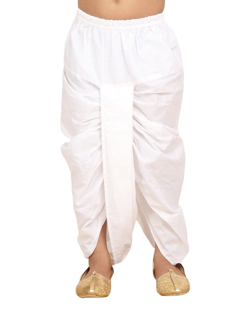 BABA AND BABY Boys Cotton Dhoti Pant Ready-to-Wear White Traditional Ethnic Wear for Kids (18-24 Months, White) - Image 1