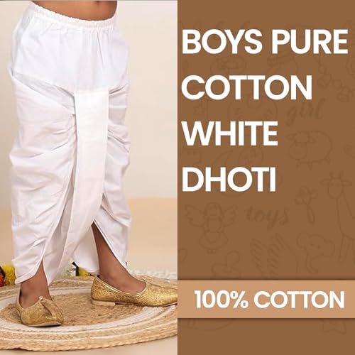 BABA AND BABY Boys Cotton Dhoti Pant Ready-to-Wear White Traditional Ethnic Wear for Kids (18-24 Months, White) - Image 2