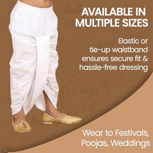 BABA AND BABY Boys Cotton Dhoti Pant Ready-to-Wear White Traditional Ethnic Wear for Kids (18-24 Months, White) - Image 5