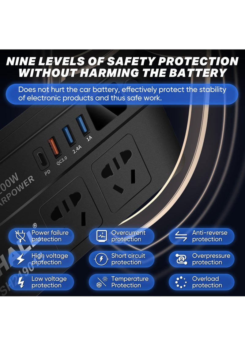 200W Car Power Inverter, DC 12/24V to 220V AC Car Inverter,3 USB 1 Type-C Ports Charger Adapter Car Plug Converter with Switch and Current LED Screen - pzsku/ZD13281546876EFF3092CZ/45/_/1736496089/dd4b1979-7bc6-4cd7-a6f6-7947324795cf