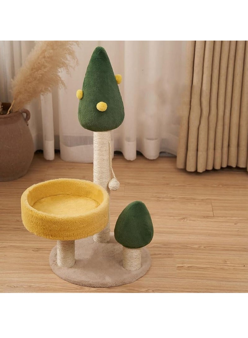 مونوج عمود خدش للقطط بارتفاع 65 سم مصنوع من نبات الصبار السيزال مع 3 أعمدة مختلفة الارتفاع وكرة معلقة لعبة تفاعلية للقطط - Image 1