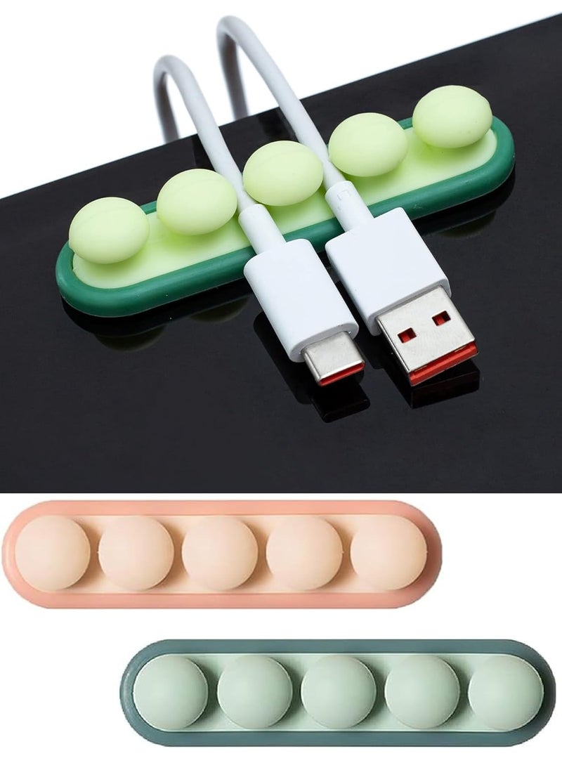 Prostuff.in Prostuffin Multifunctional Self Adhesive Desktop Wire Cable Fixed Organizer Management for Desk USB Charging Mouse Cable Power PC Wire Office Home 4 Slot Multicolor 2 Pcs  - Image 1
