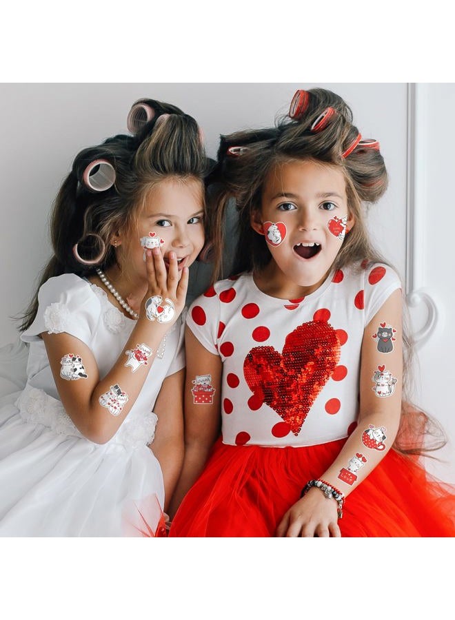 A1diee Valentine Cartoon Cat Stickers - Cat Heart I Love You Decal Cartoon Animal Sweet Love Red Heart Stickers for Kids Envelopes Water Bottle Postcards Scrapbooking Greeting Cards, 1000Pcs 2 Rolls - Image 5