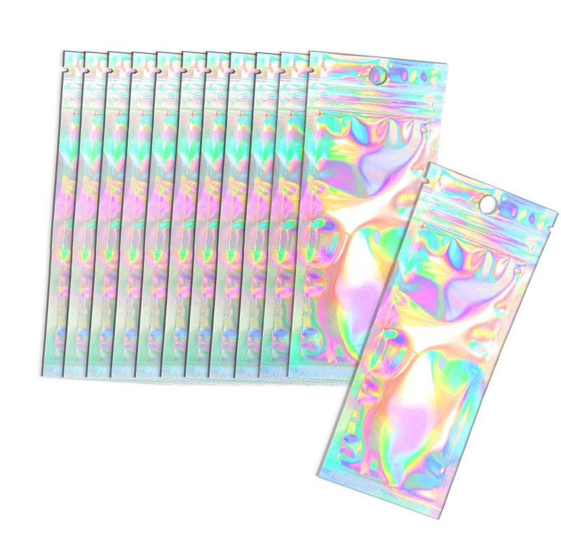 Smell Proof Bags Resealable Foil Pouch Bag 100 PCS Great for Party Favor Food Storage Holographic Color 24x59
