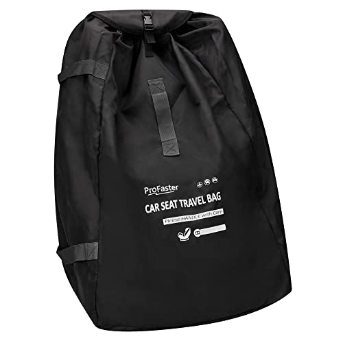 ProFaster Car Seat Travel Bag Backpack for Air Travel Universal Infant Carseat Gate Check Bag Cover for Airplane, Foldable with Pouch, Gray - Image 1