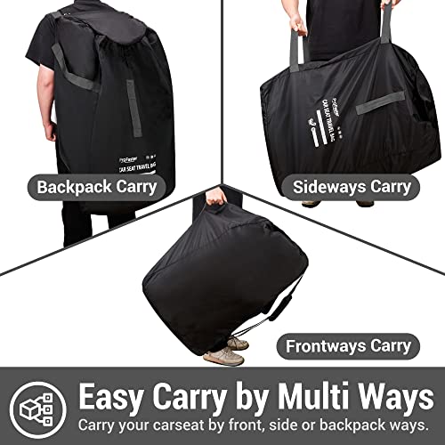 ProFaster Car Seat Travel Bag Backpack for Air Travel Universal Infant Carseat Gate Check Bag Cover for Airplane, Foldable with Pouch, Gray - Image 4