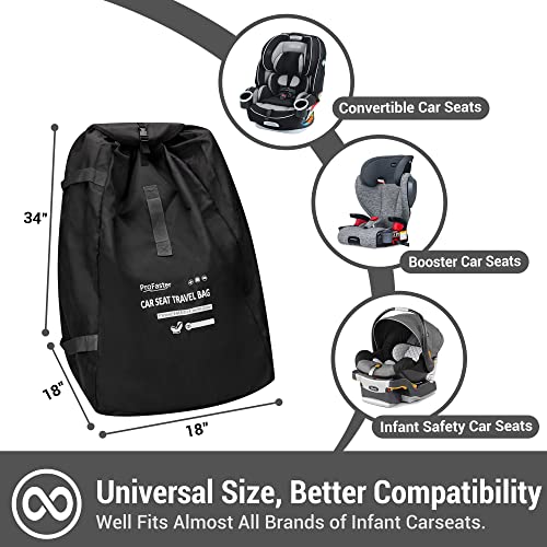 ProFaster Car Seat Travel Bag Backpack for Air Travel Universal Infant Carseat Gate Check Bag Cover for Airplane, Foldable with Pouch, Gray - Image 2