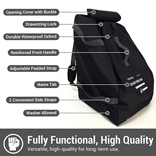 ProFaster Car Seat Travel Bag Backpack for Air Travel Universal Infant Carseat Gate Check Bag Cover for Airplane, Foldable with Pouch, Gray - Image 3