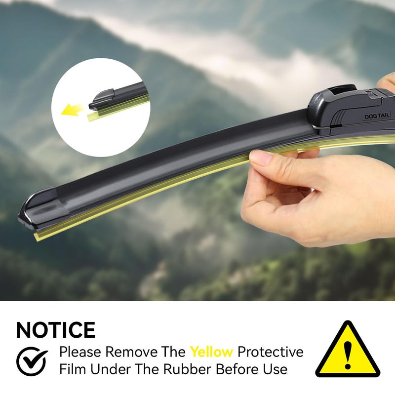 DOG TAIL DOGTAIL 26"+18" Wiper Blades for Toyota Camry 2012-2017 Chevrolet Malibu 2016-2025 Honda Civic 2016-2021 HR-V 2016-2022, All Season Automotive Replacement OEM Windshield Wiper Blades for My Car J-Hook - Image 5