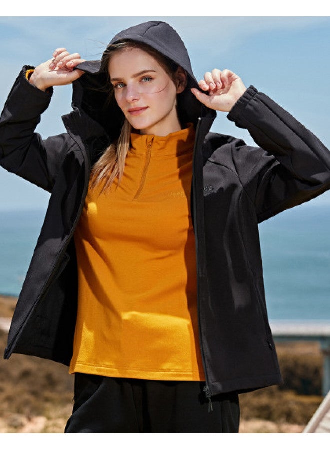 Jeep Women's Softshell Jacket Autumn Winter Outdoor Windproof Warm Casual Hooded Sports Coat - Image 1