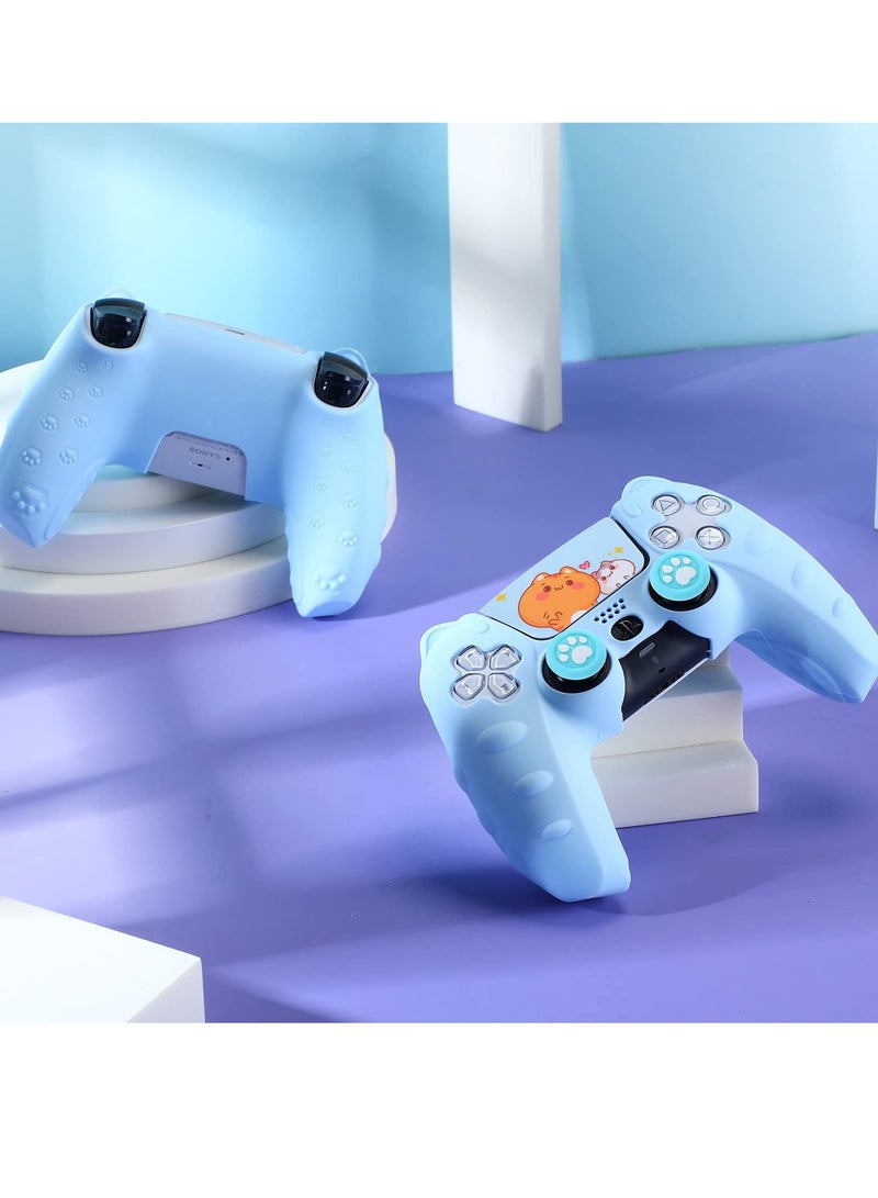Cute Cat Silicone Case for PlayStation 5 Controller, Kawaii Anti-Slip Design with 4 Thumb Grip Caps and 2 Cat Stickers, Perfect Accessory for PS5  - Image 4