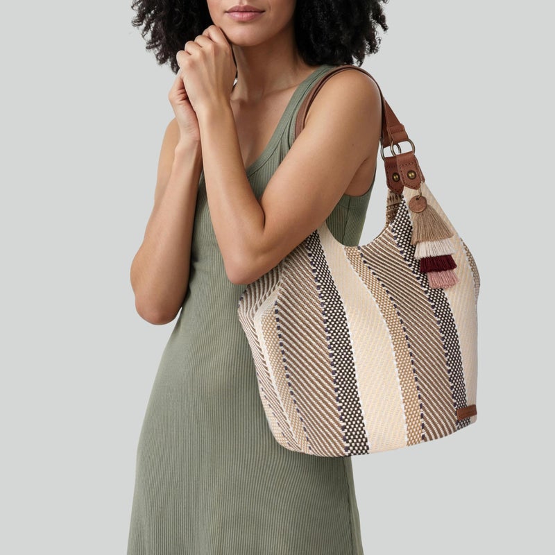 Sakroots Roma Expandable Shopper â€“ Versatile Tote Bag with Expandable Design, Zipper Closure & Multiple Pockets for Work, Travel or Everyday Use - Tobacco Batik Woven - Image 2