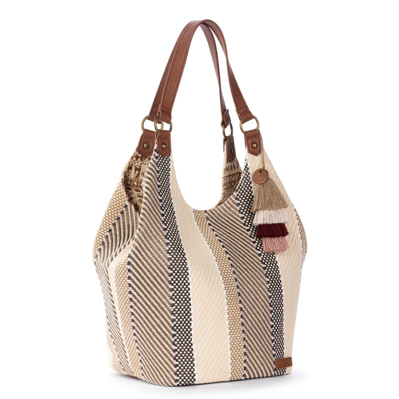 Sakroots Roma Expandable Shopper â€“ Versatile Tote Bag with Expandable Design, Zipper Closure & Multiple Pockets for Work, Travel or Everyday Use - Tobacco Batik Woven - Image 3