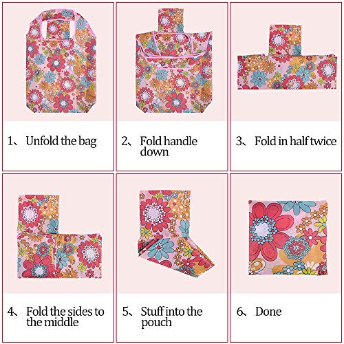 SZUAH 10 Pack Reusable Grocery Shopping Bags, Foldable Shopping Bags Grocery Tote with Attached Pouch,Machine Washable Eco-Friendly. - Image 5