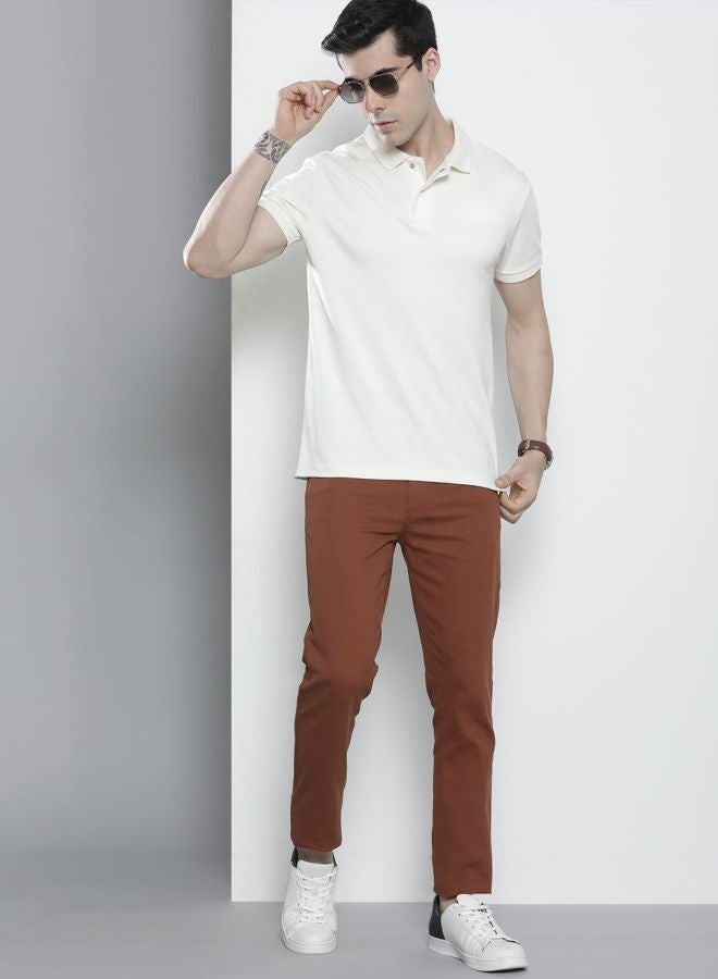 The Indian Garage Co Men Slim Fit Solid Mid-Rise Stretchable Chinos  - Image 5