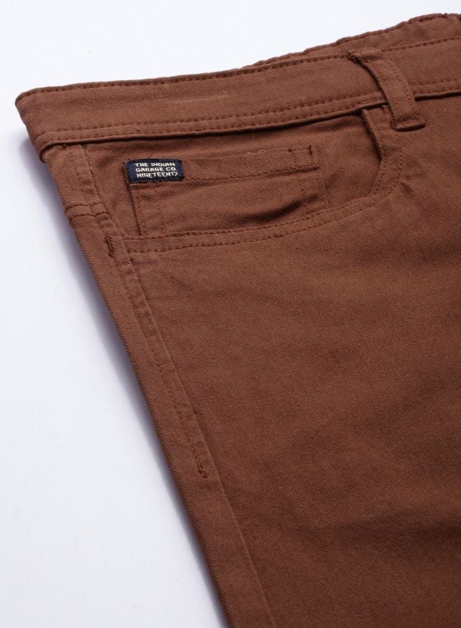 The Indian Garage Co Men Slim Fit Solid Mid-Rise Stretchable Chinos  - Image 3
