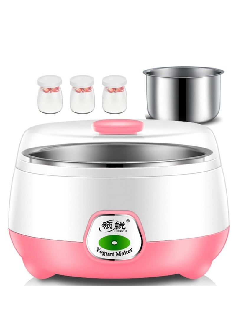Joyelink Yoghurt maker, 1 litre electric yoghurt maker with thermostat control, 3 glasses, stainless steel lining, multifunctional homemade natto maker, suitable for kitchen utensils - Image 2