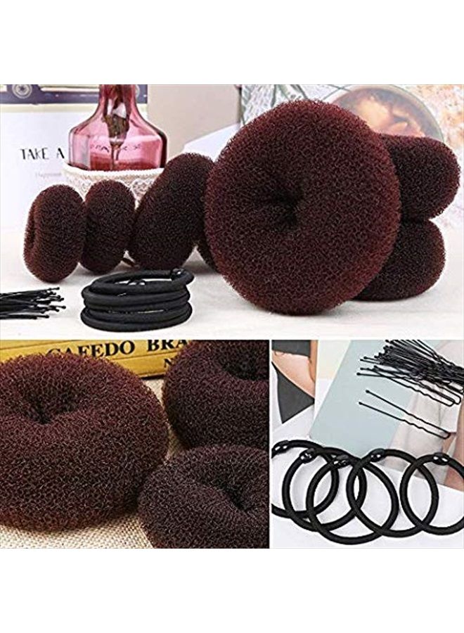 Teenitor صانع كعكة الشعر على شكل دونات 7 قطع، مجموعة صانع كعكة على شكل حلقة من تينيتور مع (1 كبير جداً، 2 كبير، 2 متوسط و2 صغير)، 5 قطع من أربطة الشعر المرنة، 20 قطعة من دبابيس الشعر، بني داكن - Image 5