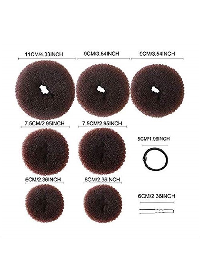Teenitor صانع كعكة الشعر على شكل دونات 7 قطع، مجموعة صانع كعكة على شكل حلقة من تينيتور مع (1 كبير جداً، 2 كبير، 2 متوسط و2 صغير)، 5 قطع من أربطة الشعر المرنة، 20 قطعة من دبابيس الشعر، بني داكن - Image 2