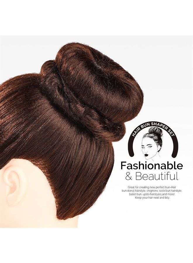 Teenitor صانع كعكة الشعر على شكل دونات 7 قطع، مجموعة صانع كعكة على شكل حلقة من تينيتور مع (1 كبير جداً، 2 كبير، 2 متوسط و2 صغير)، 5 قطع من أربطة الشعر المرنة، 20 قطعة من دبابيس الشعر، بني داكن - Image 4