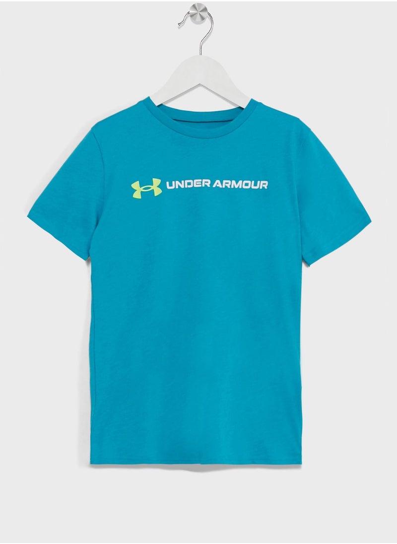 UNDER ARMOUR - Boys' Wordmark Logo Short Sleeve T-shirt - Image 1