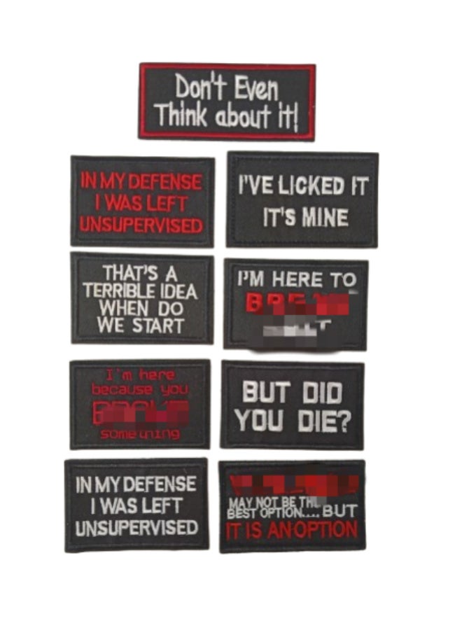 Nine Pieces Hook and Loop Mix Tactical Moral Embroidery Patches 8 x 5 cm - Image 1