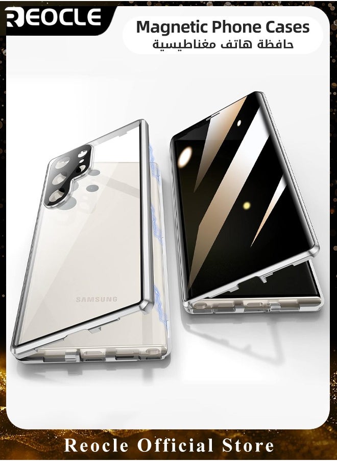 REOCLE - Phone Case Suitable for Samsung S23 Ultra Anti-peeping Metal Mobile Phone Case Lens All-inclusive Protective Case S23 Ultra Self-locking Buckle Anti-shock and Anti-fall - Image 1