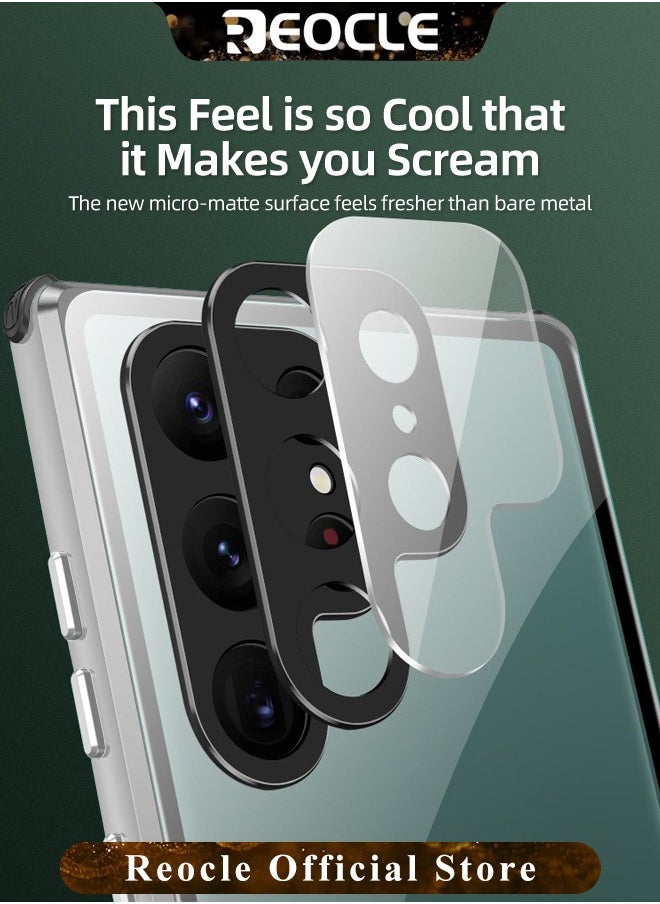 REOCLE - Phone Case Suitable for Samsung S23 Ultra Anti-peeping Metal Mobile Phone Case Lens All-inclusive Protective Case S23 Ultra Self-locking Buckle Anti-shock and Anti-fall - Image 1