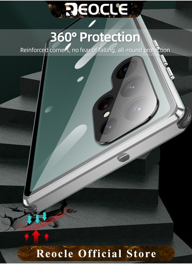 REOCLE - Phone Case Suitable for Samsung S23 Ultra Anti-peeping Metal Mobile Phone Case Lens All-inclusive Protective Case S23 Ultra Self-locking Buckle Anti-shock and Anti-fall - Image 1