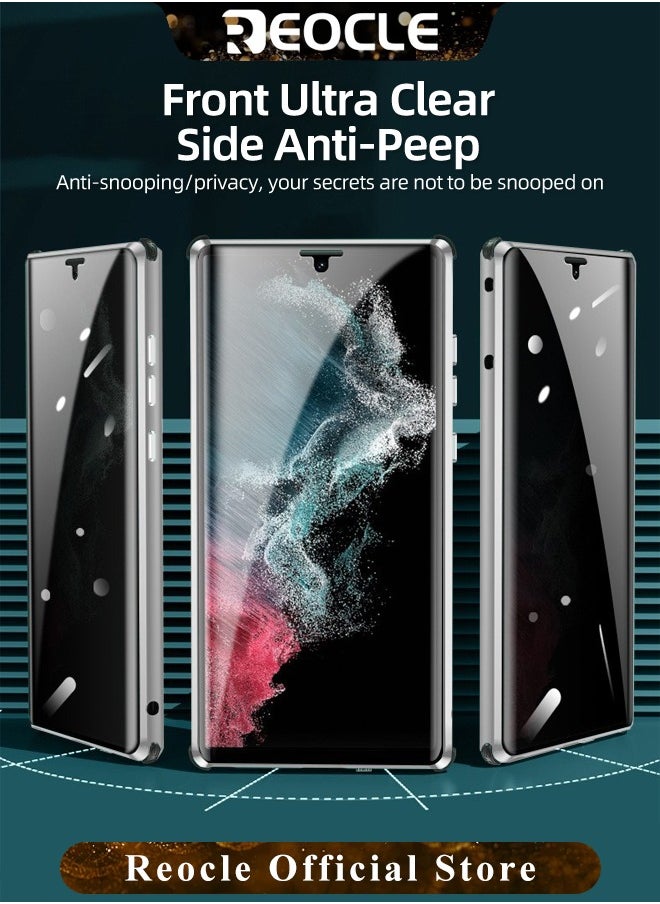 REOCLE - Phone Case Suitable for Samsung S23 Ultra Anti-peeping Metal Mobile Phone Case Lens All-inclusive Protective Case S23 Ultra Self-locking Buckle Anti-shock and Anti-fall - Image 1