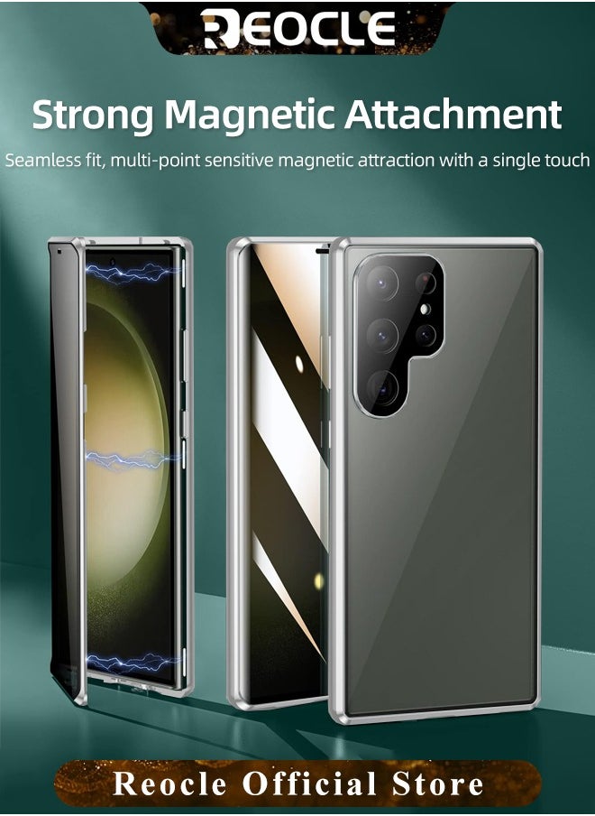 REOCLE - Phone Case Suitable for Samsung S23 Ultra Anti-peeping Metal Mobile Phone Case Lens All-inclusive Protective Case S23 Ultra Self-locking Buckle Anti-shock and Anti-fall - Image 1