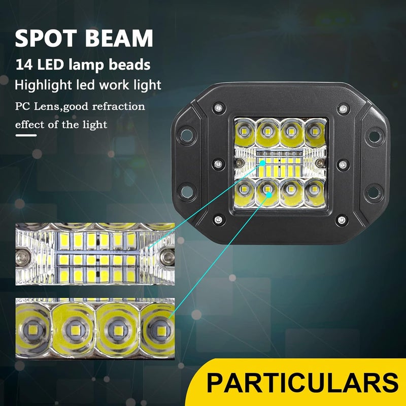 Willpower LED Flush Mount Pods, 2PCS 42W 3 Inch Cube Off Road Driving Spot Beam Work Light Bars Fog Lights for Truck Boat Pickup SUV ATV UTV 12V 24V - Image 3