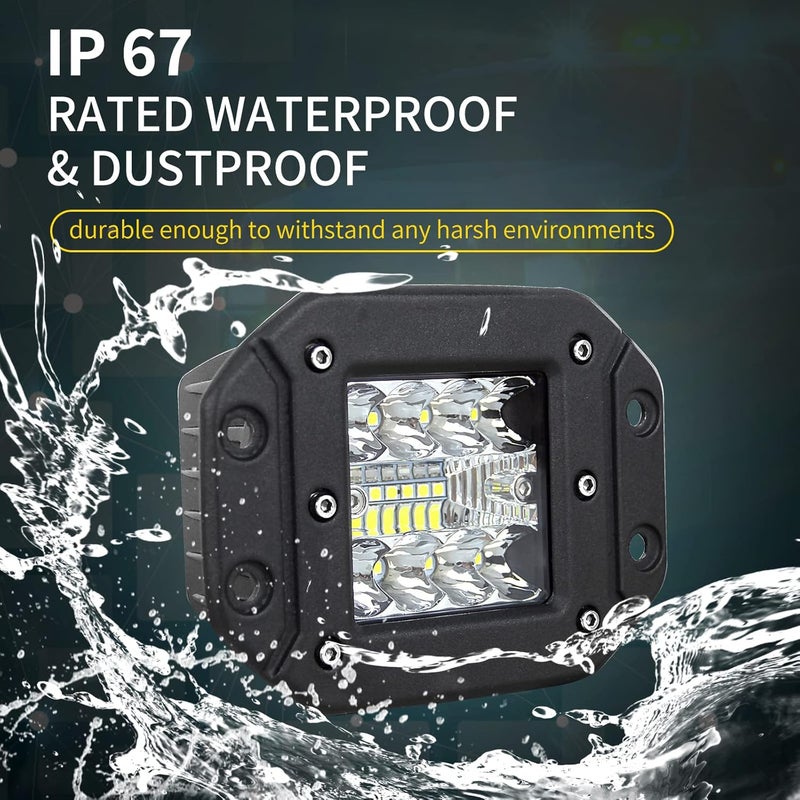 Willpower LED Flush Mount Pods, 2PCS 42W 3 Inch Cube Off Road Driving Spot Beam Work Light Bars Fog Lights for Truck Boat Pickup SUV ATV UTV 12V 24V - Image 5