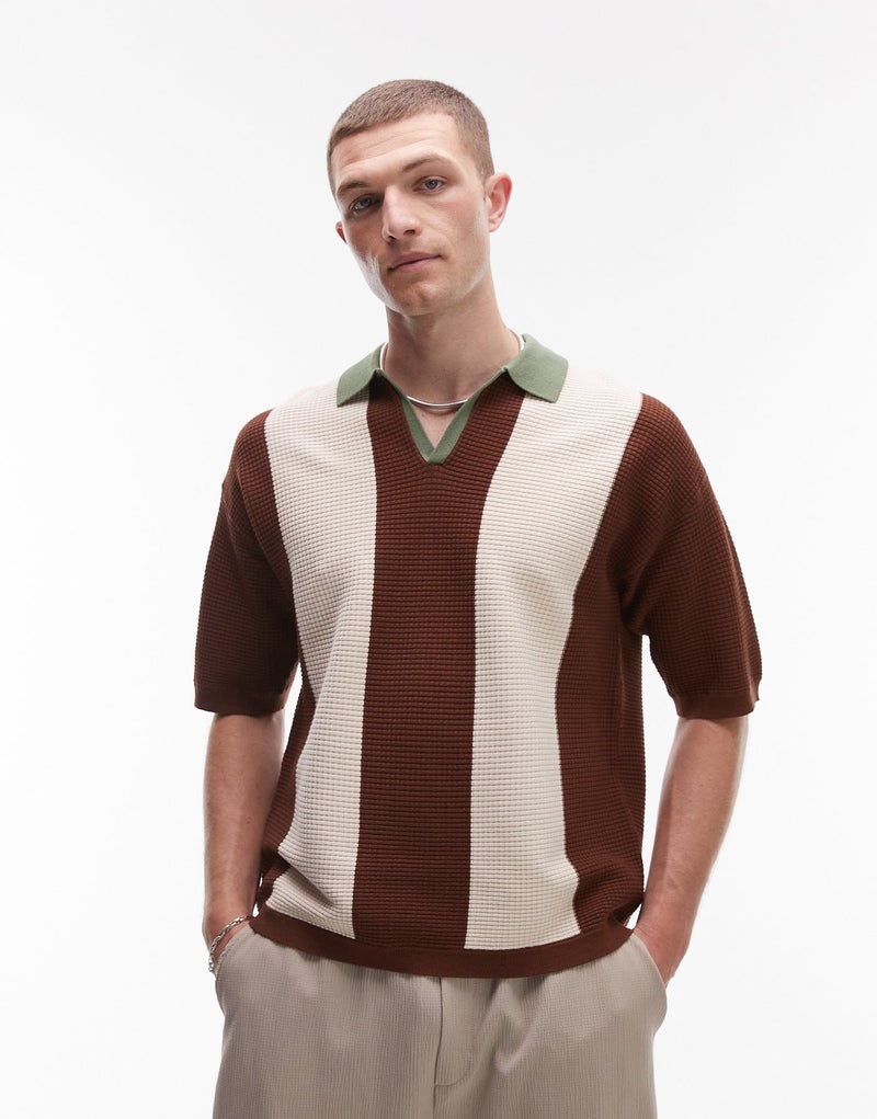 TOPMAN Color Block Reverse Polo - Image 1