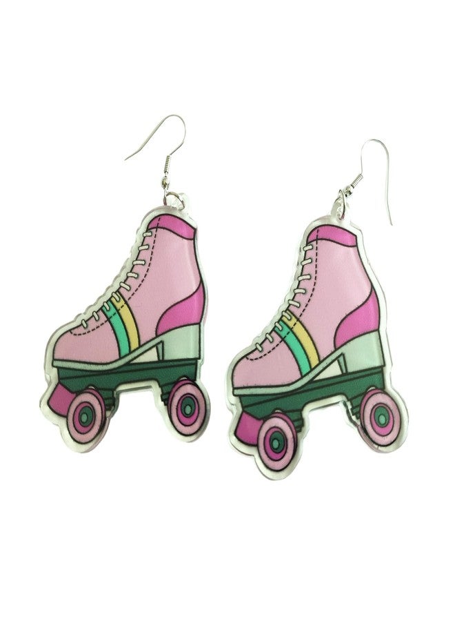 MIAIULIA Women Fashion Retro Roller Skate Earring Pink Roller Skates - Image 1
