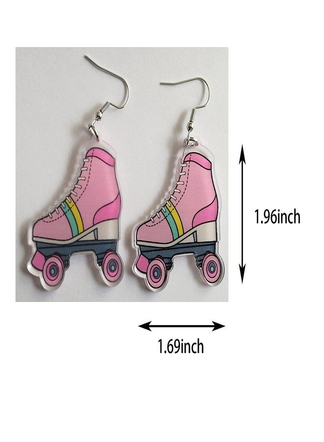 MIAIULIA Women Fashion Retro Roller Skate Earring Pink Roller Skates - Image 3