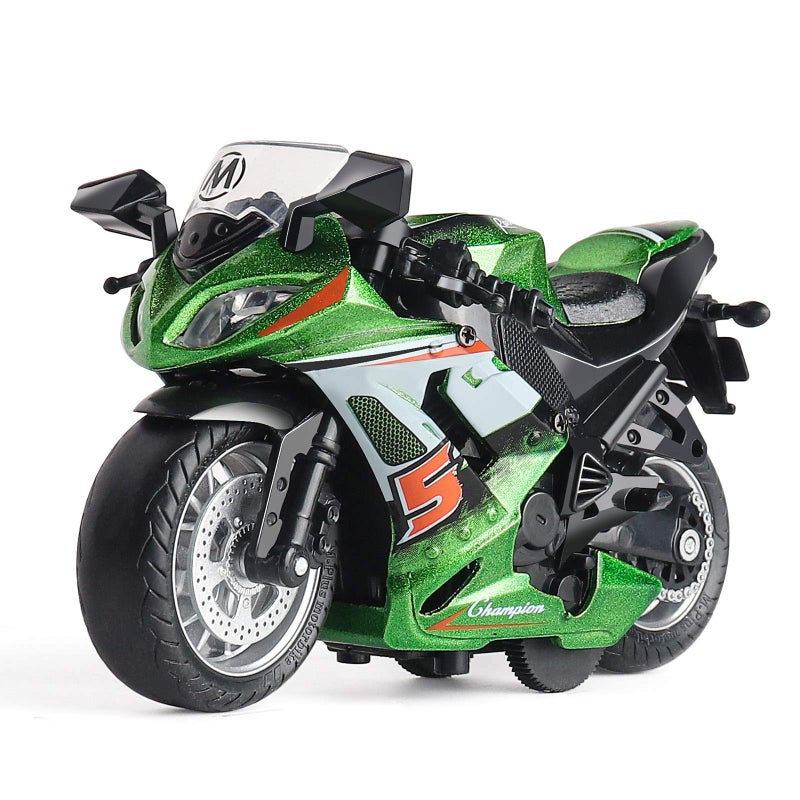 MING YING 66 Toy Motorcycle Pull Back Toy Car with Sound and Light ToyToy Motorcycles for BoysToys for 39 Year Old Boys Green - Image 2