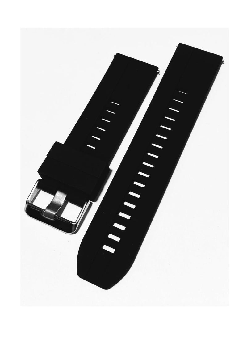20mm Silicone Watch Strap Band with Buckle For Oraimo Tempo S2 OSW-11N- Smart Watch Black - Image 2