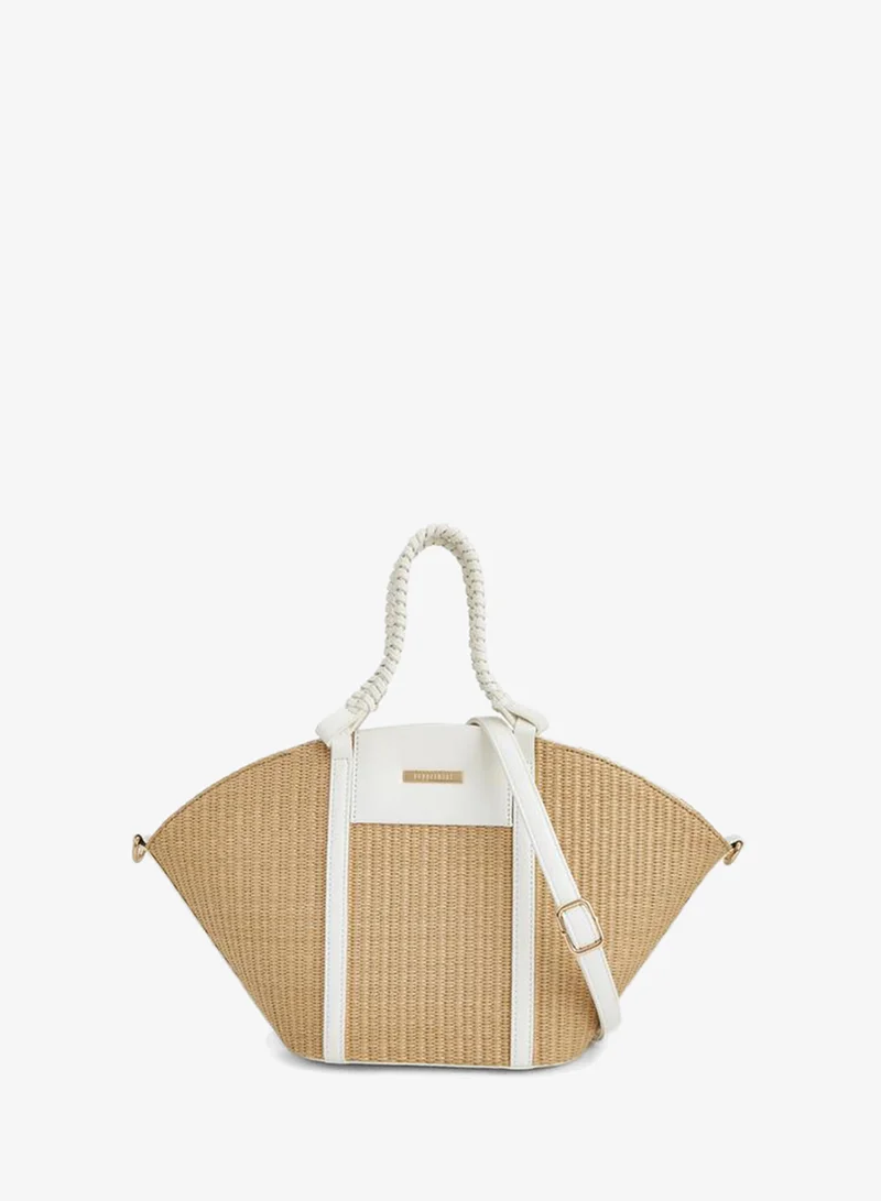Peppermint Textured Tote Bag With Double Handle