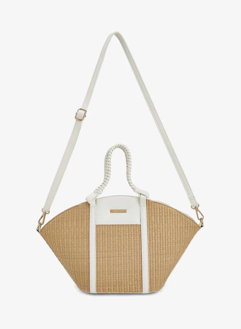 Peppermint Textured Tote Bag With Double Handle