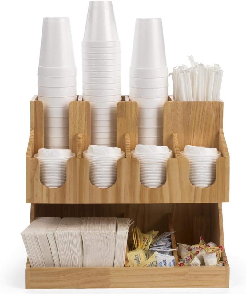 Displays2go Caf Coffee Supply Station 11 Compartments  Pine FSWDCOT11 - Image 3