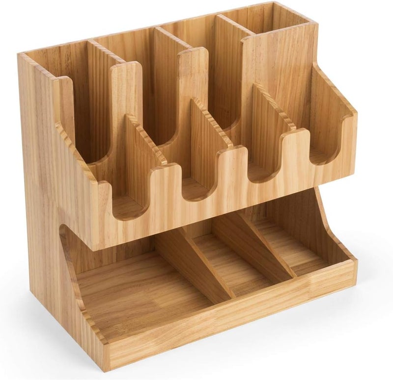 Displays2go Caf Coffee Supply Station 11 Compartments  Pine FSWDCOT11 - Image 2